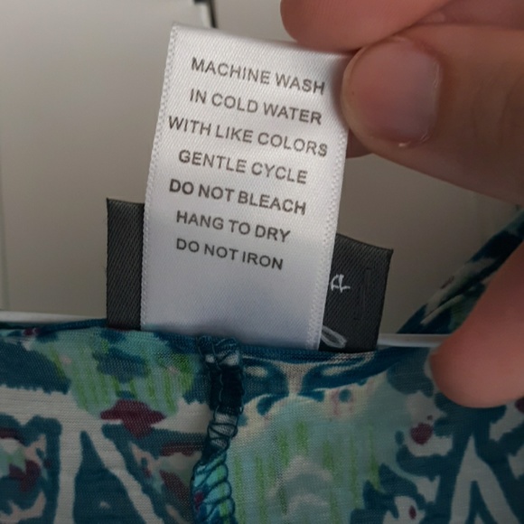 Dots sheer blue and green cold-shoulder blouse - Picture 5 of 8